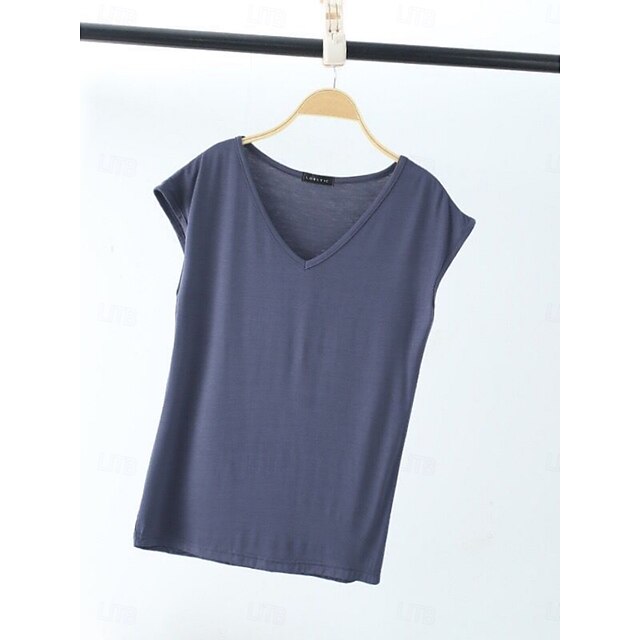 Women's Blouse Solid Color Stylish Casual Short Sleeve V