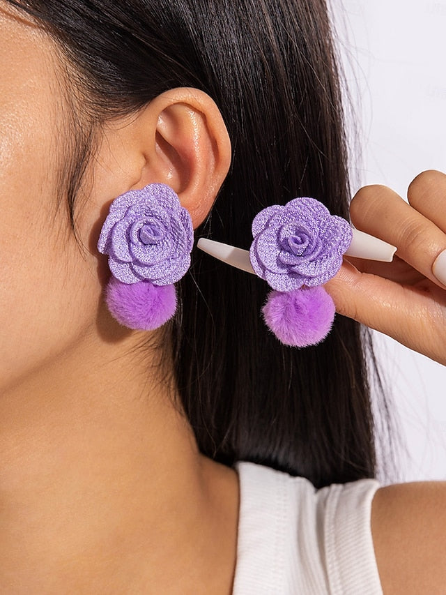 Drop Flower Women's Earrings - Floral Statement Oversized