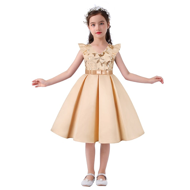 Sleeveless Formal Party Dress Girls' Kids Color Solid