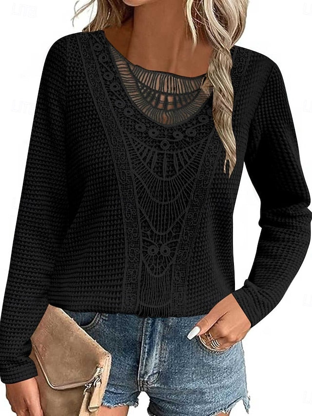 Women's Blouse Solid Color Elegant Stylish Casual Long