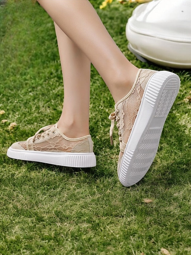 for Bridal Women Lace – Casual Floral Sneakers Shoes Wedding