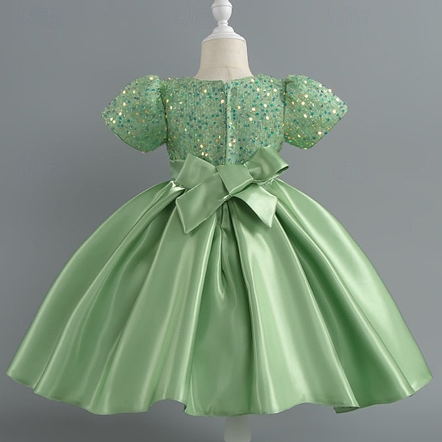Wedding Dress Party Sleeve Girls' Short Sequin Toddler