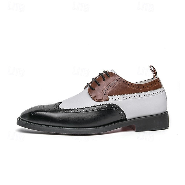 White Oxford Men's Shoes Wingtip and with Brown