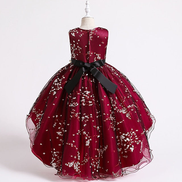 Sleeveless Solid Girls' Kids Dress Colored Wedding Floral