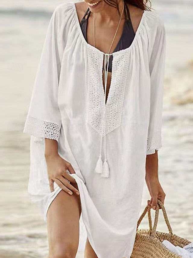 Women's Swimwear Cover Up Beach Dresses Swimsuit Tie Front