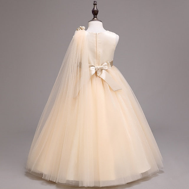 Girls' Dress Kids Flower Colored Solid Girl