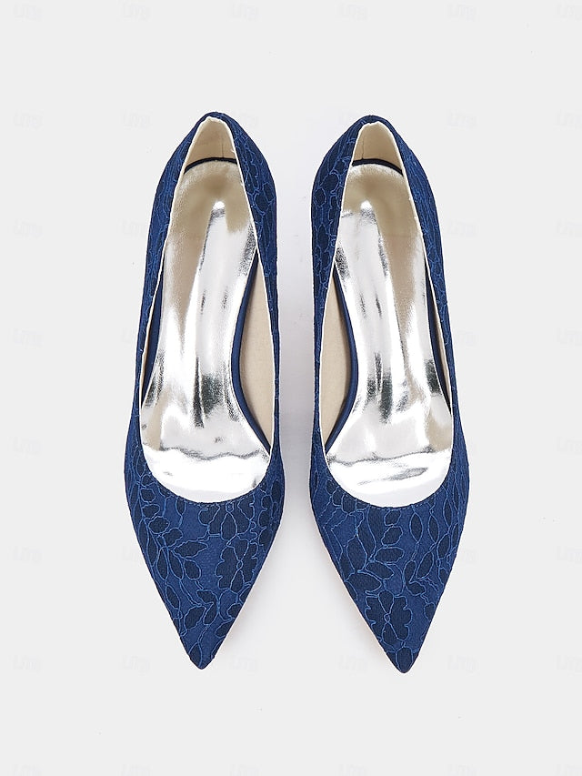 Stiletto - Pointed-Toe Women's Heels Lace-Embroidered