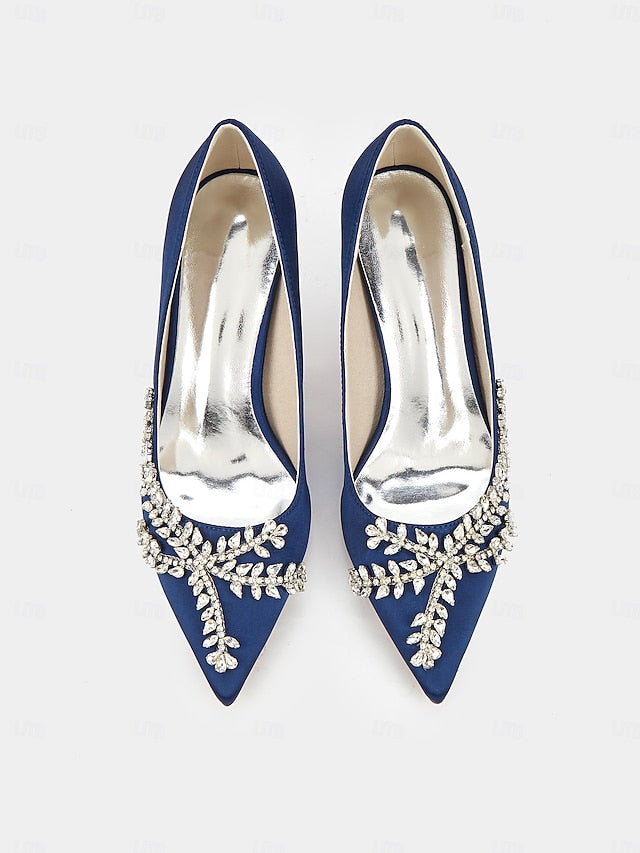 – Rhinestone-Embellished Satin Stiletto Heels Women's