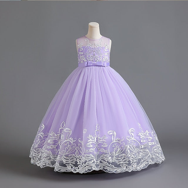 Dress Kids Wedding Girls' Flower Sleeveless Christening