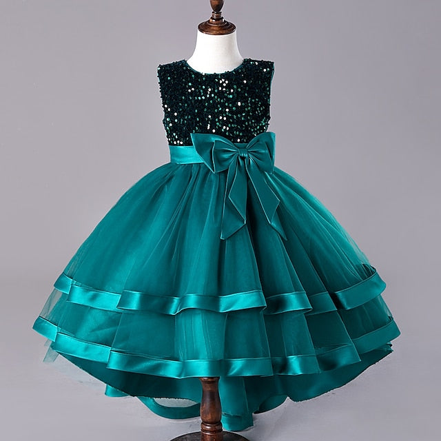 Party Sleeveless Kids Girls' Sequin Wedding Festival Dress
