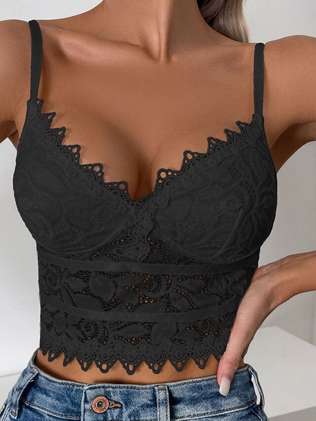 Women's Blouse Lace Tops Camisole Tank Top Lace Plain