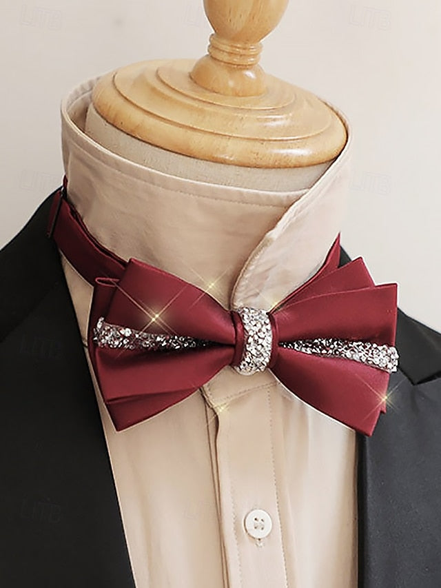 with Satin Bow Embellishment Burgundy Crystal – Elegant Tie