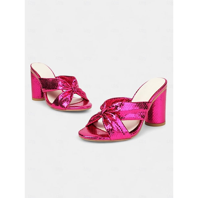 – Bow with Mules Metallic Design Women's Bridal Pink