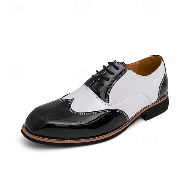 Patent Gold with Oxford and Leather Shoes Men's Black
