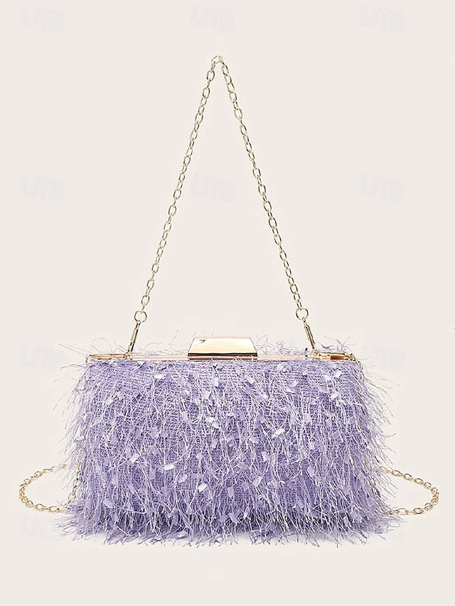 Clutch Feathered Women's Chain Evening Chic Strap with