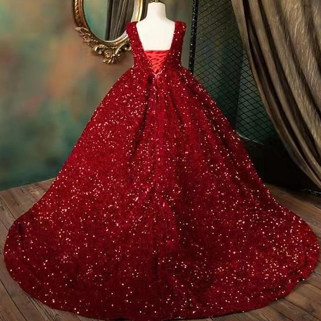 Girls' 3D Flower Colored Solid Sleeveless Girl Dress