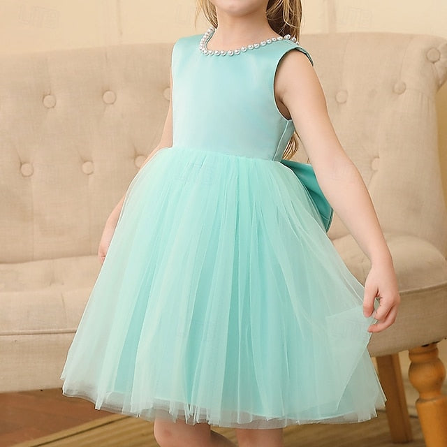 Wedding Sleeveless Party Color Kids Dress Solid Girls'