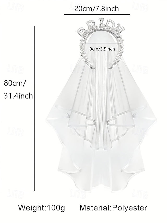 'BRIDE' Headband with – Pearl-Embellished Veil