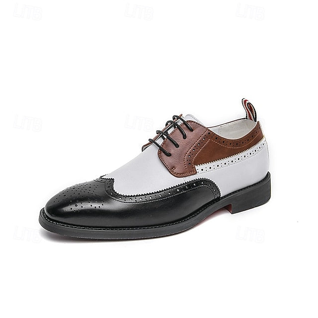 White Oxford Men's Shoes Wingtip and with Brown