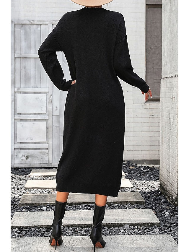 Women's Sweater Dress Elegant Fashion Casual Solid Color