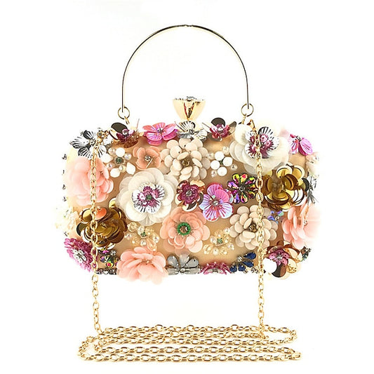 3D Floral Embellished Flower Clutch Women's – Evening