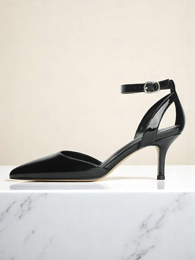 Strap Gold Glitter Ankle Heels Women's