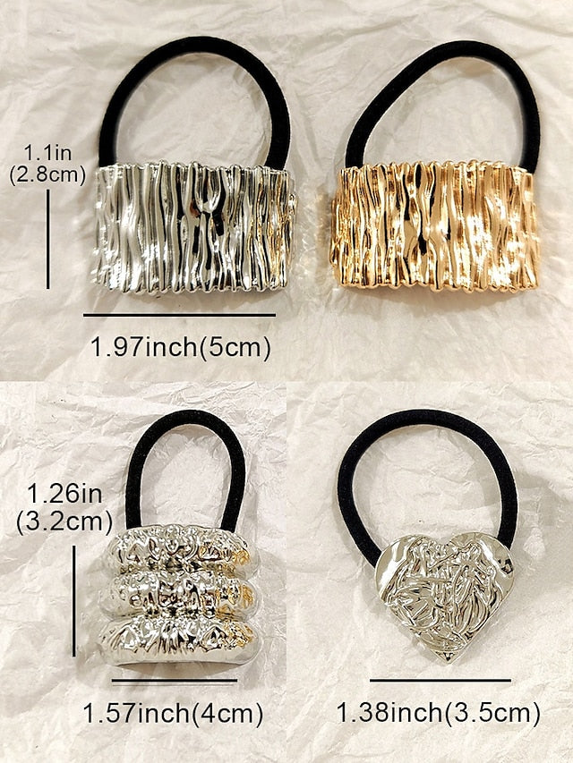 with Gold Tone Band Women's Elastic Scrunchies - Hair