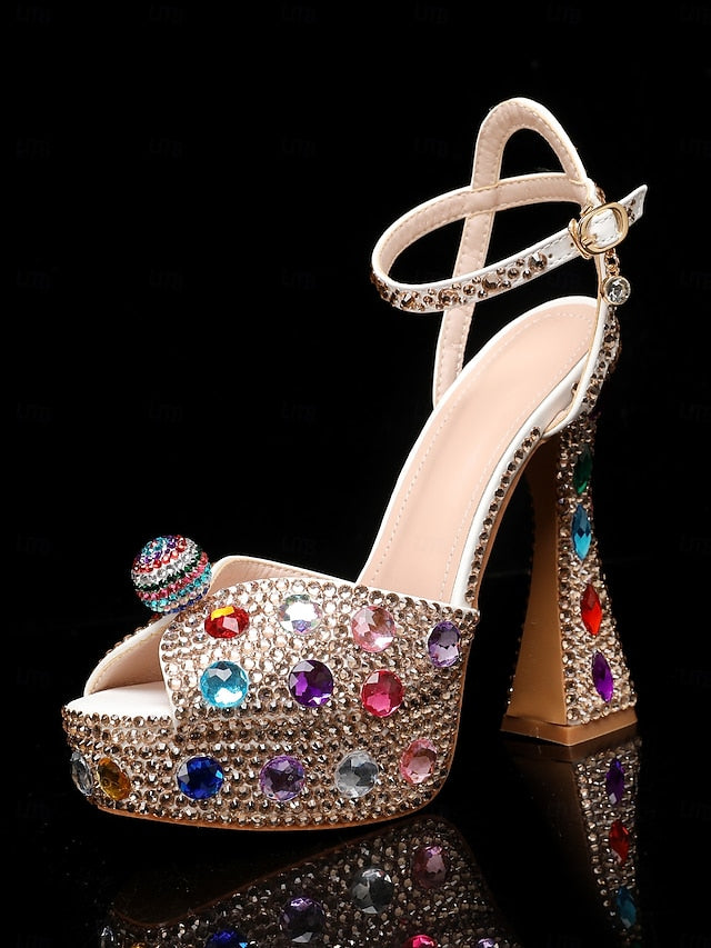 Sandals High Rhinestone Women's Platform with Heel Matching