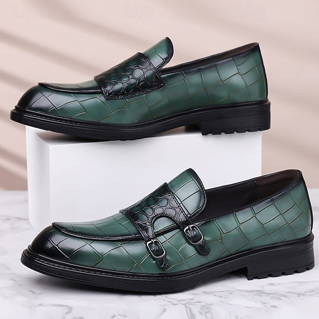 Loafers Leather with Faux Crocodile Pattern Brown Men's –