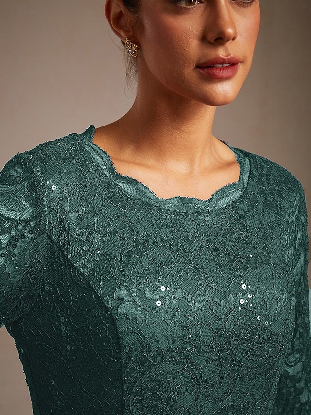Women's Midi Dress Chiffon Dress Lace Dress Sequins Elegant