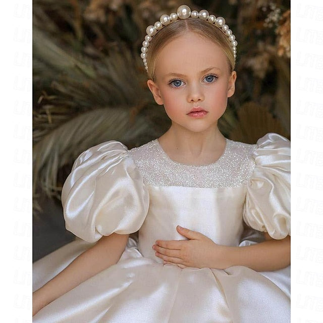 Party Girl Flower Kids Color Girls' Dress Solid Long