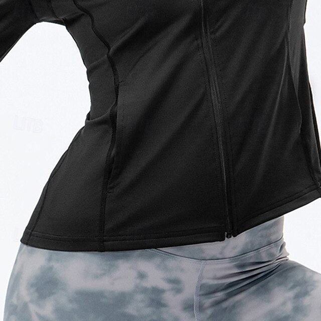 Women's Workout Shirt Yoga Top Stand Collar Quick Dry Full