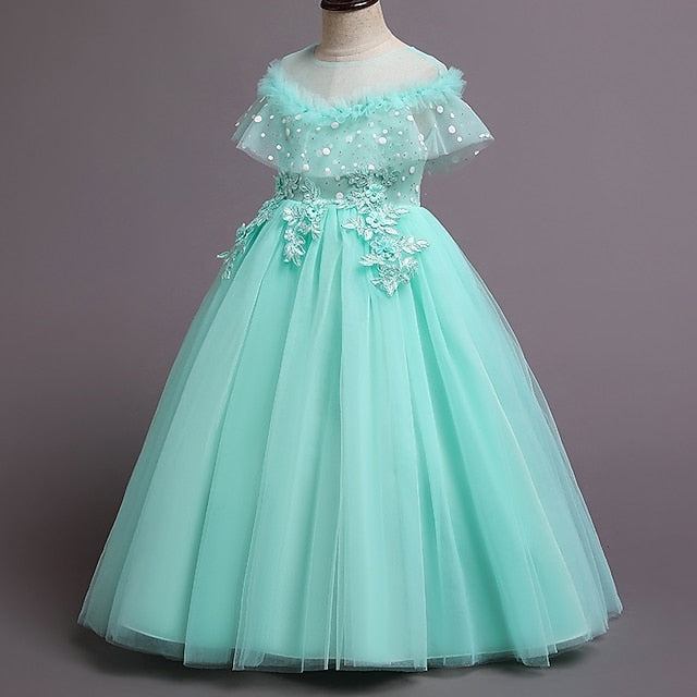 Girl Girls' Solid Dress Color Flower Party Kids