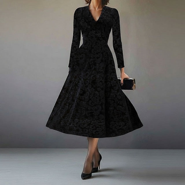 Women's Midi Dress Velvet Dress Casual Dress Elegant