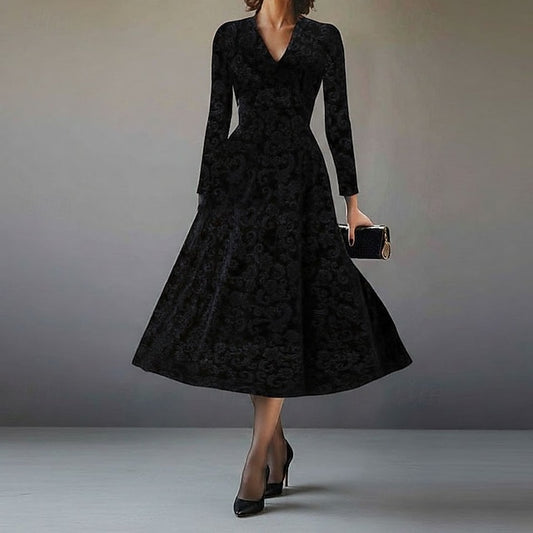 Women's Midi Dress Velvet Dress Casual Dress Elegant