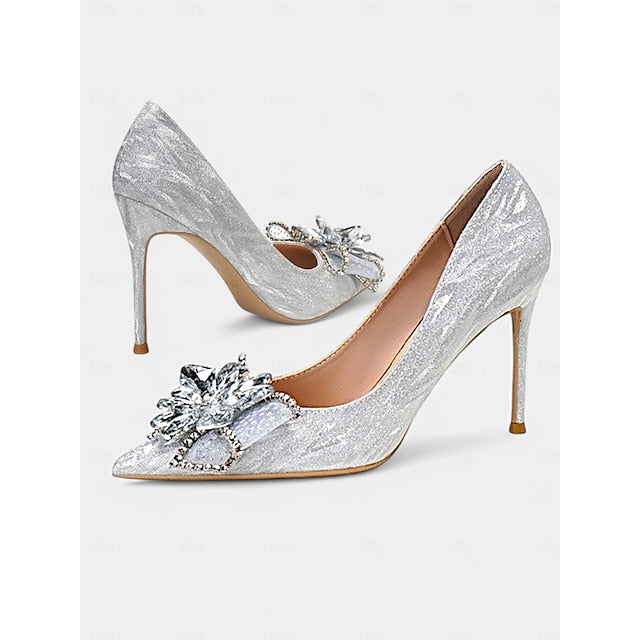 Heels Women Silver Sparkling – Glitter Shoes High Wedding for