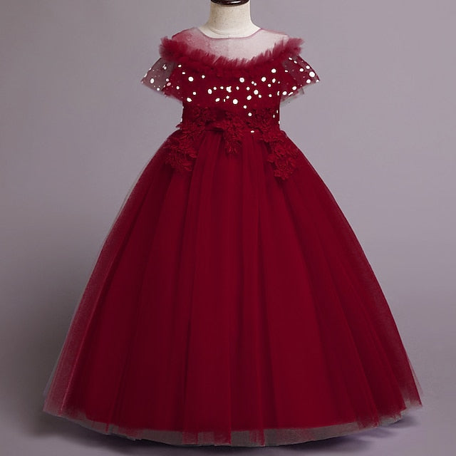 Kids Solid Girl Flower Party Color Dress Girls'