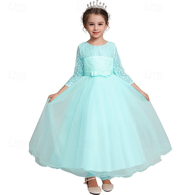 Dress Half Girl Kids Wedding Girls' Flower Sleeve
