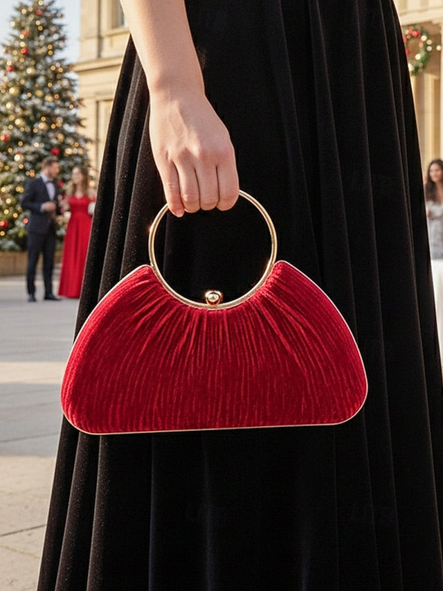 Red Handbag Women's – Elegant Velvet Party Christmas