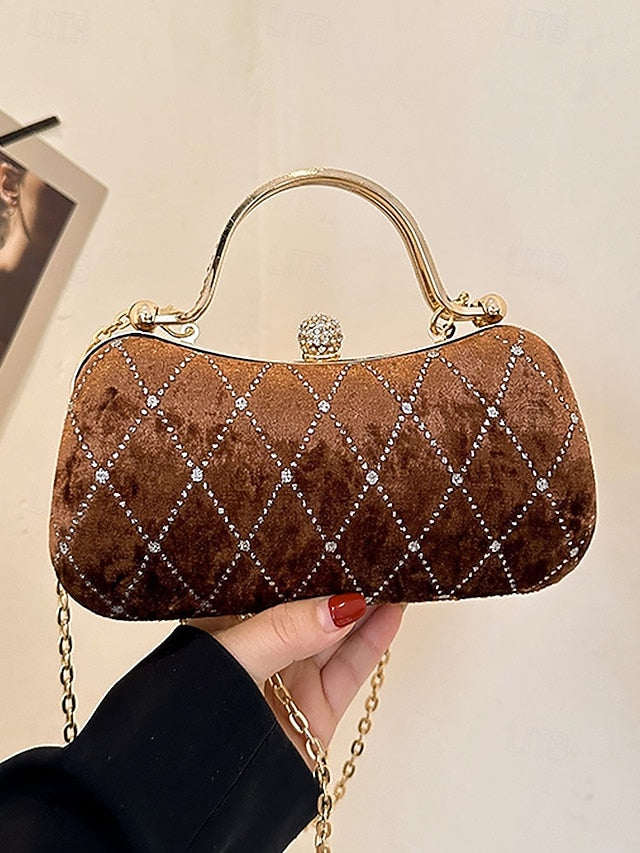 Velvet Accents Quilted Purse Evening with Women's Diamond -