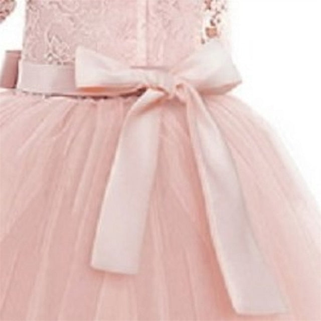 Dress Half Girl Kids Wedding Girls' Flower Sleeve