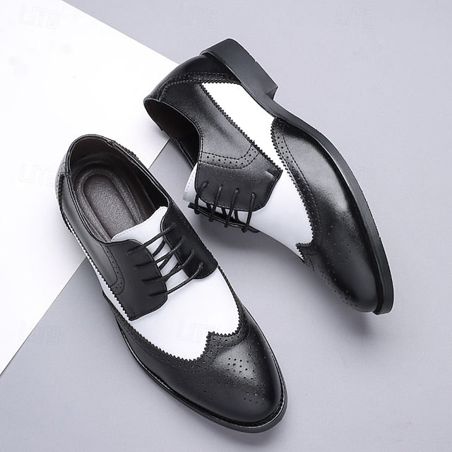 Shoes Men's and Black White with Oxford Brogue