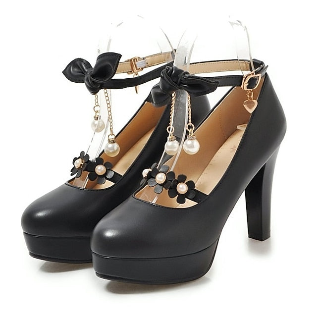 Mary Wedding White Elegant Girls' �?Platform Jane Heels