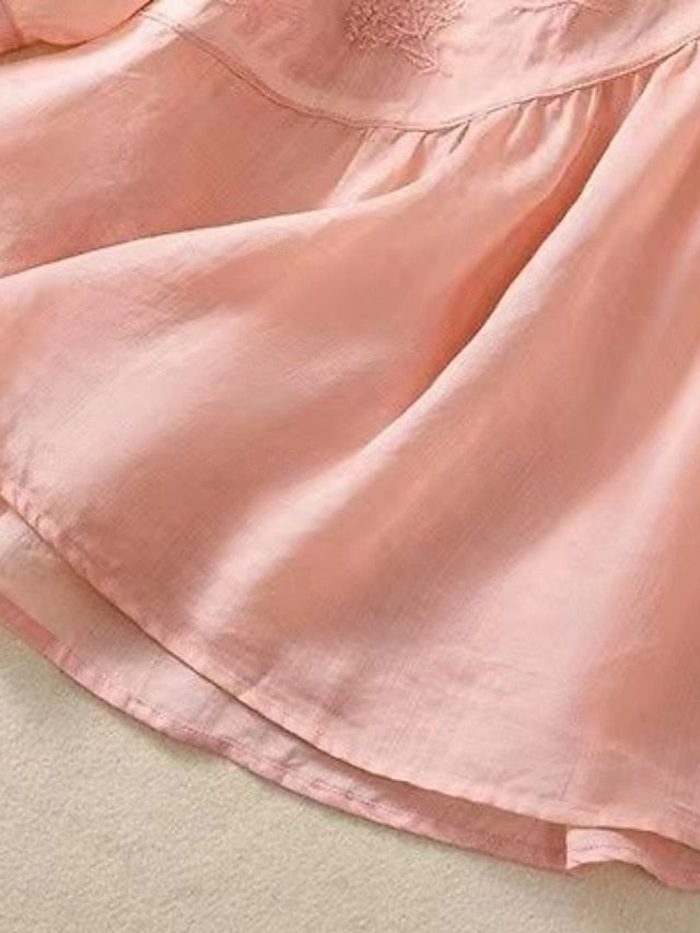 Women's Shirt Cotton Linen Shirts Blouse Solid Color Basic