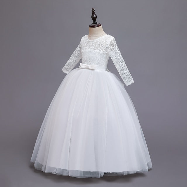 Dress Half Girl Kids Wedding Girls' Flower Sleeve