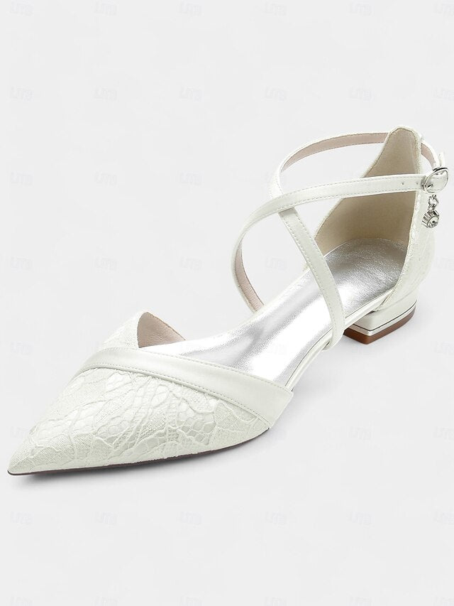 Satin Overlay Shoes Heel Cross-Strap for Blue Lace Low with Navy