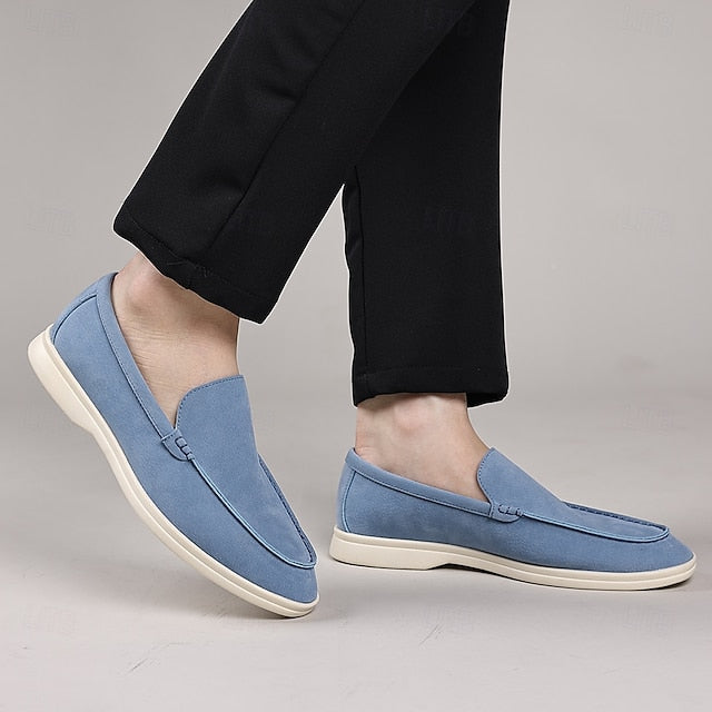 Light Men's – Loafers Faux Blue Slip-On Casual Breathable