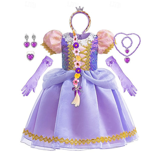 Fairytale Girl Dress Rapunzel Theme Party Flower Princess Sofia