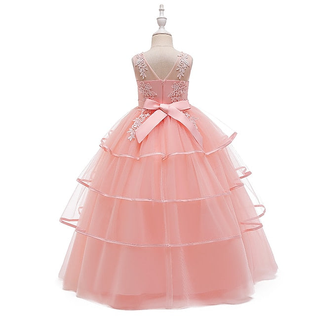 Kids Party Dress Girls' Solid Sleeveless Color