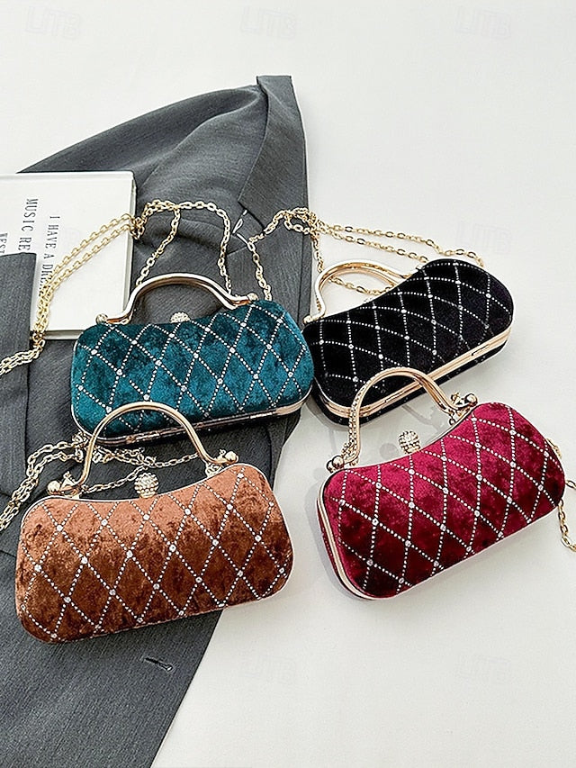 Velvet Accents Quilted Purse Evening with Women's Diamond -